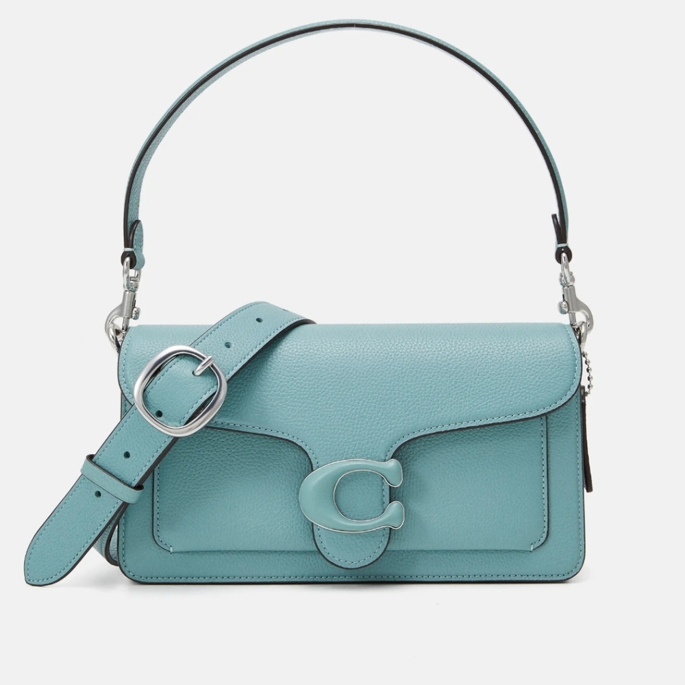 Coach Pebbled Leather Shoulder Bag in Seafoam
